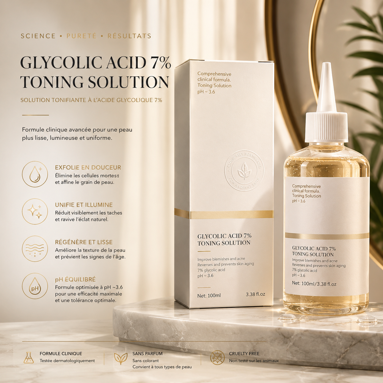 Lotion Tonique à l'Acide Glycolique 7% — Anti-Imperfections