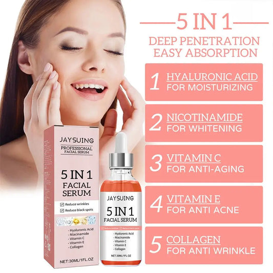 Sérum Visage 5 en 1 — Vitamine C & Acide Hyaluronique