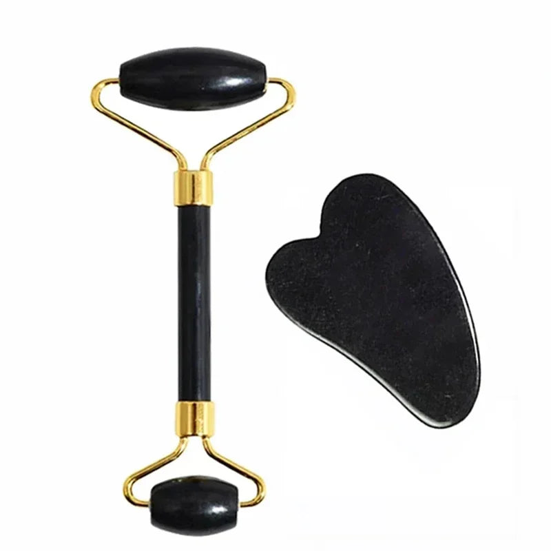 Rouleau Gua Sha en Pierre de Jade Naturelle — Massage Visage & Lifting